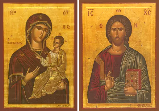 Icons of the Portaitissa ("Of the Portal") & Christ Blessing - T01 & J02