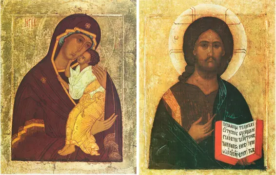 Icons of the Theotokos of Yaroslavl & Christ the Saviour - T03 & J04