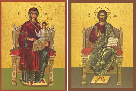 Icons of the Theotokos Enthroned & Christ Enthroned - T10 & J13