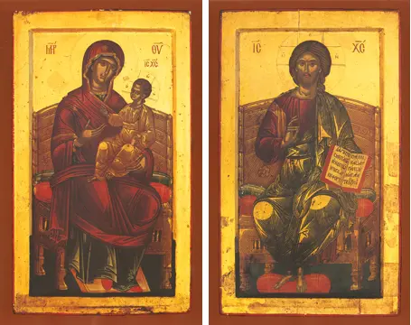 Icons of the Panagia Enthroned & Christ Enthroned - T13 & J15