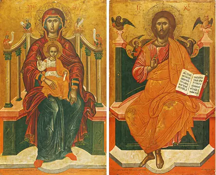 Icons of the Theotokos Enthroned & Christ Enthroned - T14 & J09