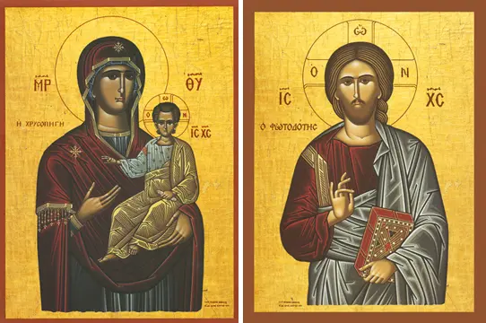 Icons of the Panagia "Golden Spring" & Christ "The Light-Giver" - T46 & J36